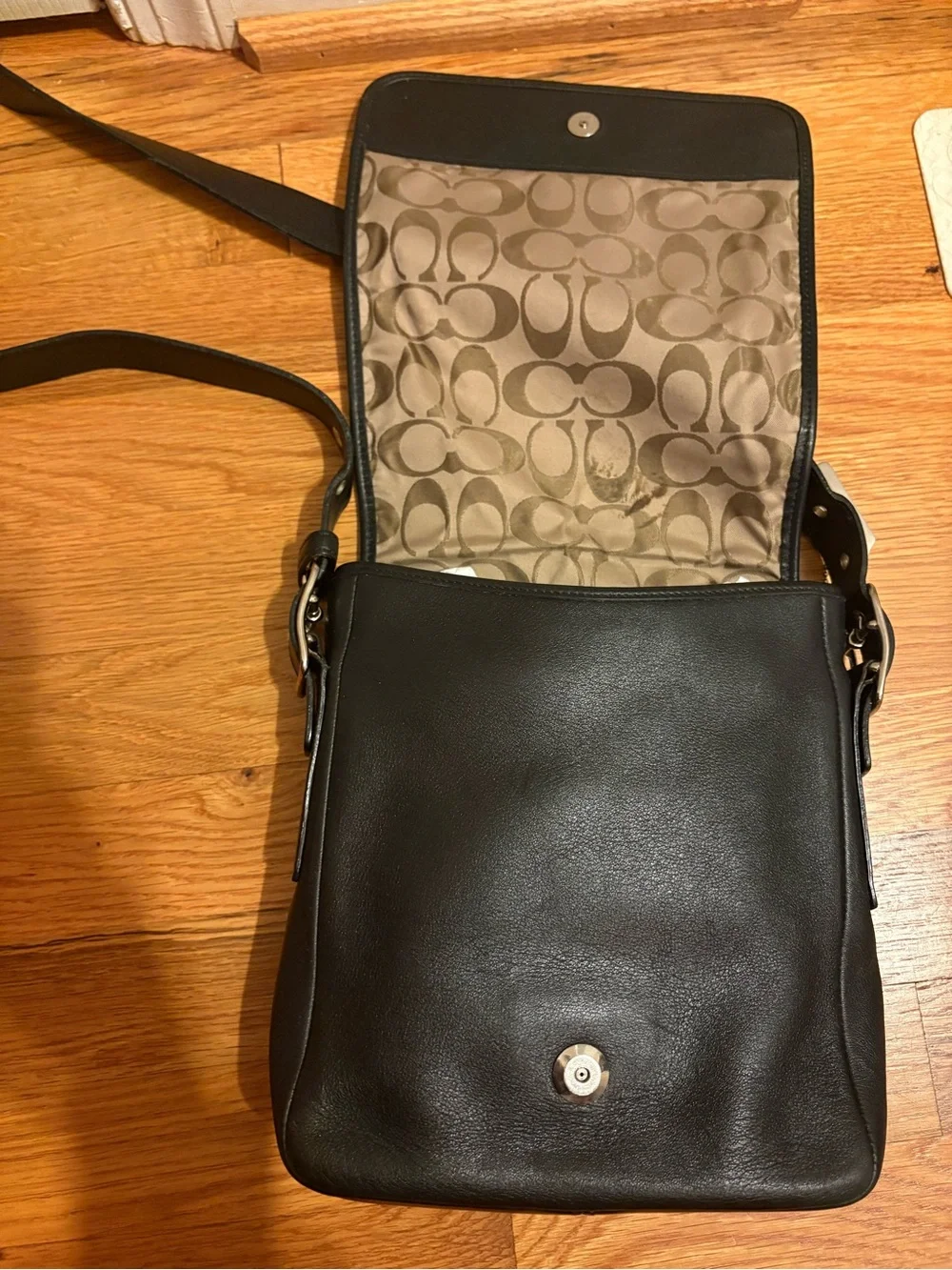 Coach Black Leather Messenger Crossbody Bag